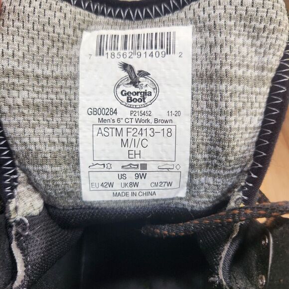 Georgia Boot GB00284 6" Rumbler Mens 9 Wide Brown Waterproof Comp Toe Work Boots - Picture 11 of 13